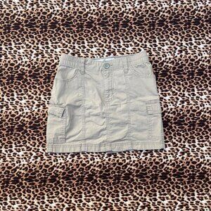 khaki green cargo mini skirt